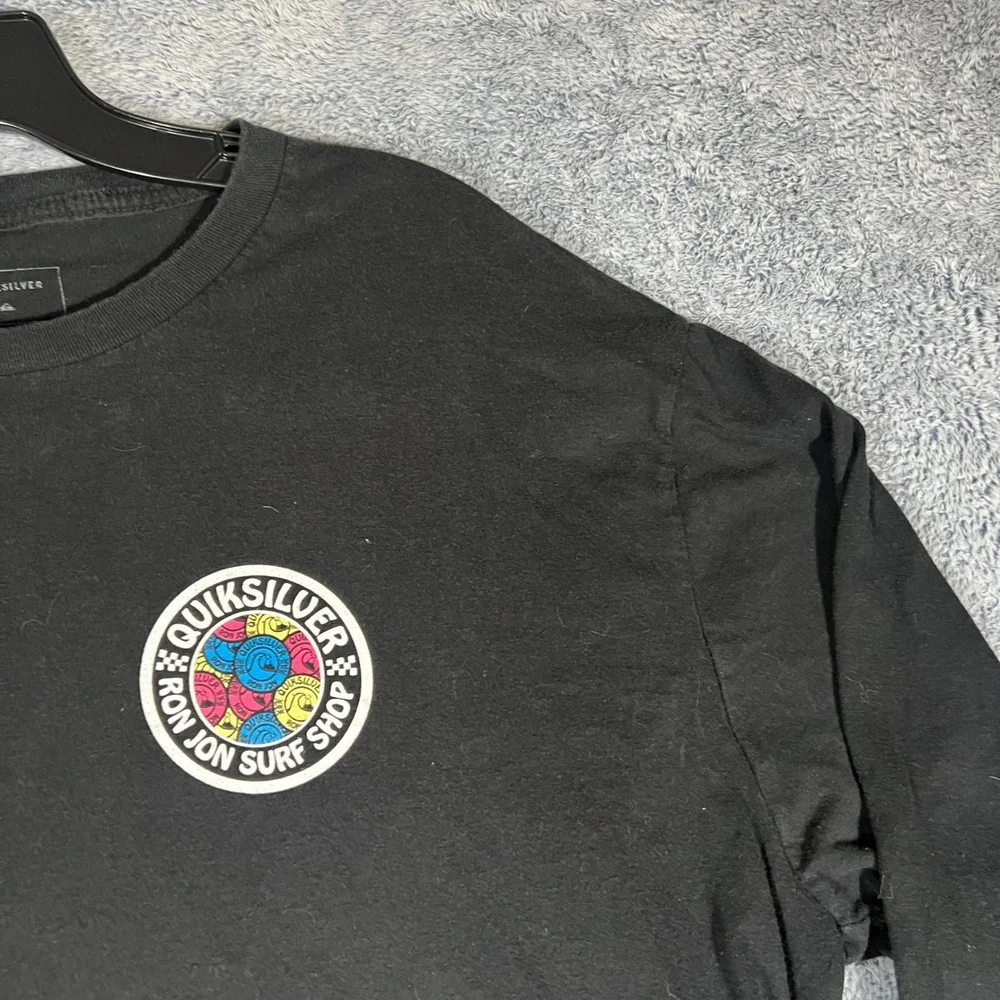 Quiksilver Ron Jon Surf Shop Long Sleeve T-Shirt Mens XL Black‎ Premium Fit Logo